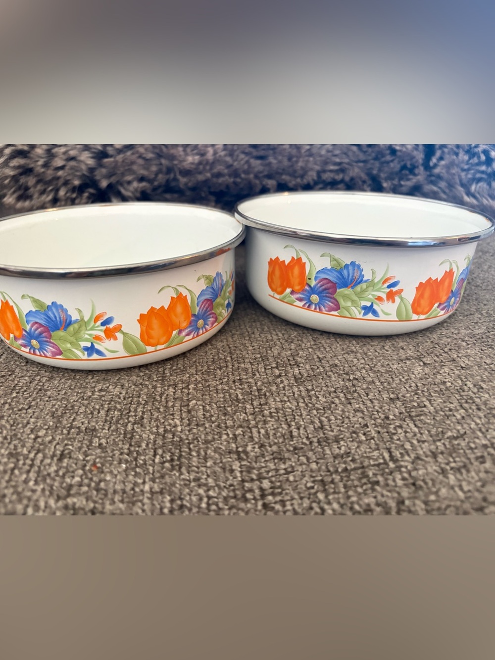 Vintage enamel bowls made in Indonesia